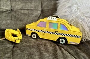 *~* 🚕🏙️ NEW Yellow NYC TAXi CAB PURSE Checkered Stripe Crossbody Bag *~*